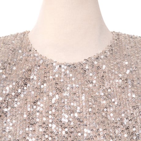 ロシャス ROCHAS ビスチェタンクトップ ポリエステル ベージュスパンコール