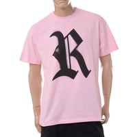 ラフシモンズ RAF SIMONS Big fit T-shirts with R print on front コットン ライトピンク