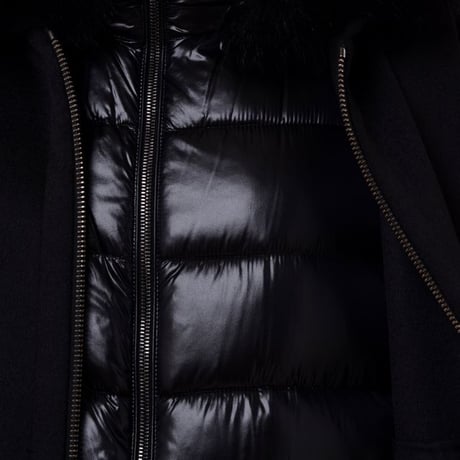 インポートブランド import brand MooRER ケープジャケット付きファーフーディーダウンジャケット ダウン ブラック
