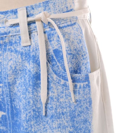 エムエムシックス メゾンマルジェラ MM6 MAISON MARGIELA トロンプイユワイドジーンズ コットン ホワイトブルー