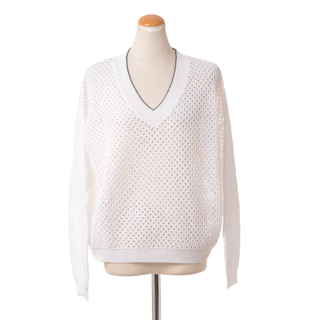 BRUNELLO CUCINELLI メッシュニット ブルネロクチネリ Brunello Cucinelli Vネックメッシュ編みセーター