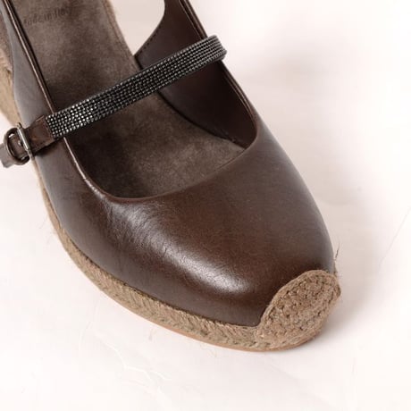 ブルネロクチネリ Brunello Cucinelli 船底サンダル レザー ブラウン