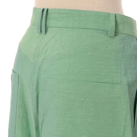 ダウェイ DAWEI ワイドパンツ リネンストレッチ エメラルドグリーン