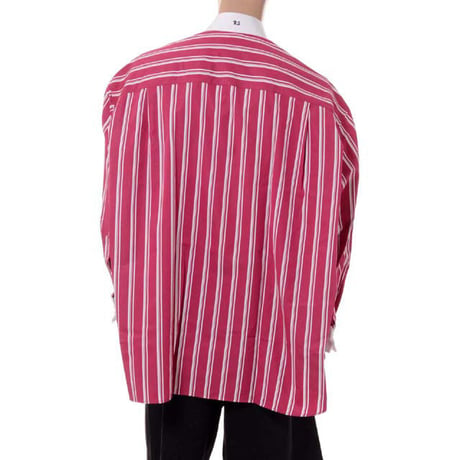 ラフシモンズ RAF SIMONS Busniess shirt with RS embroidery and label コットン バーガンディホワイト