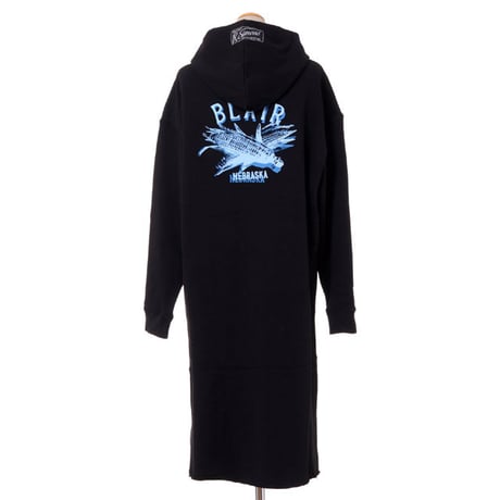 ラフシモンズ RAF SIMONS フーディードレス 裏起毛コットン ブラック