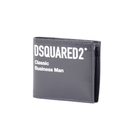 ディースクエアード Dsquared2 ブランドロゴ入り２つ折り財布 Classic Business Man 牛革 ブラック