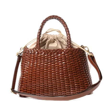 インポートブランド import brand ブルーノロッシ BRUNO ROOSI ラージメッシュ編みバッグ 牛革 ブラウン 正規取扱