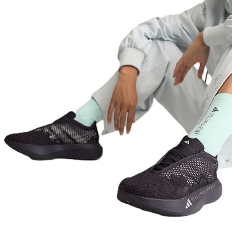 ステラマッカートニー stella mccartney アディダス adidas レースメッシュ上げ底スニーカー 合成繊維 ブラック 正規取扱