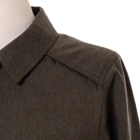バンフォード bamford ロングシャツワンピース コットンネル ダークグリーン