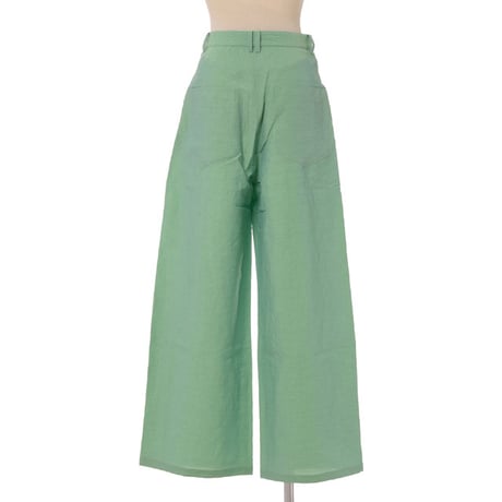 ダウェイ DAWEI ワイドパンツ リネンストレッチ エメラルドグリーン