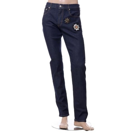 アレキサンダーマックイーン Alexander McQueen ワッペン付きスリムジーンズ コットンストレッチ デニム