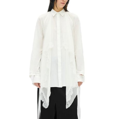 アンドゥムルメステール ann demeulemeester 長袖レースブラウス コットンシルク ホワイト 正規取扱