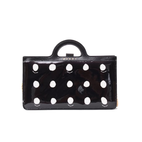 マルニ Marni チェーン付きロングウォレット パテントレザー 水玉