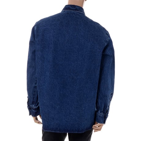 ラフシモンズ RAF SIMONS ストレートフィットデニムシャツ コットン ネイビー