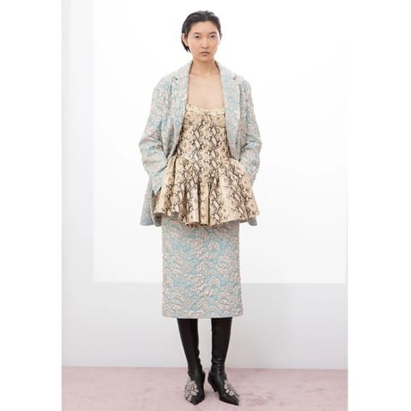 ロシャス ROCHAS ロング丈タイトスカート ゴブラン織り ゴールド