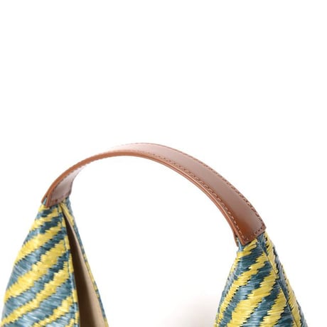 マルニ Marni Trapeze ミニトップハンドルバッグ 波模様のラフィアエフェクト グリーン 正規取扱