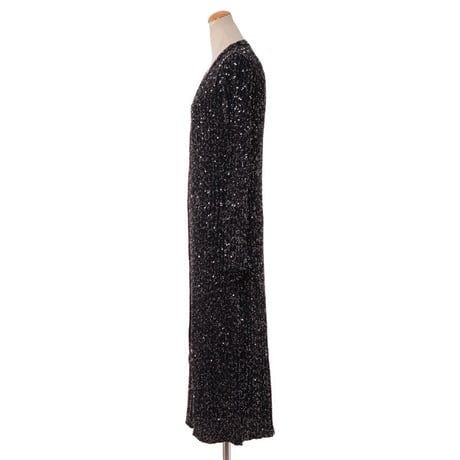 ミッソーニ Missoni Vネックロングカーディガン ストレッチニット ブラックスパンコール