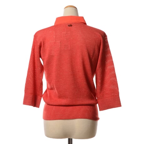 アニオナ AGNONA ポロ襟セーター カシミアシルク麻 レッド