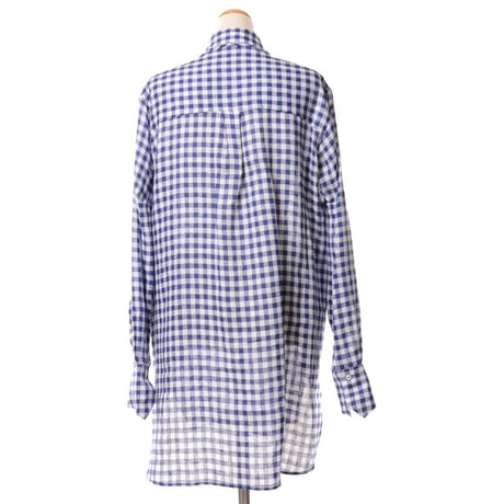 インポートブランド import brand メゾンジェジア MAISON JEJIA 被りギンガムチェック長袖ブラウス リネン ブルーブロック
