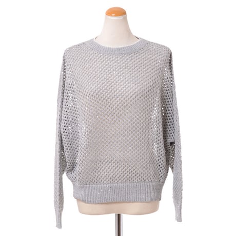 ブルネロクチネリ Brunello Cucinelli メッシュセーター リネンシルク ライトグレー