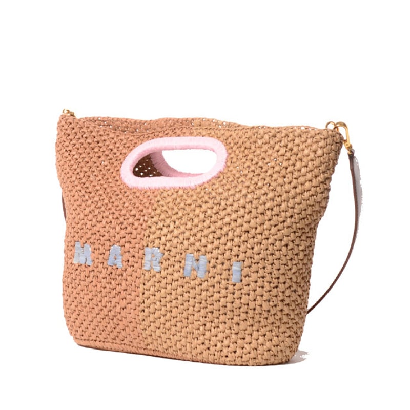 マルニ Marni Seasideショルダーベルト付きクラッチバッグ ラフィア