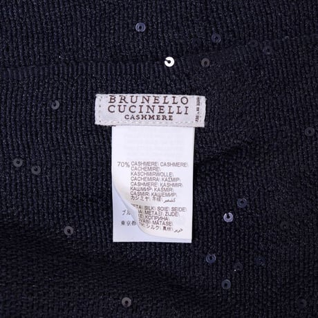 ブルネロクチネリ Brunello Cucinelli スパンコールストール カシミアシルク ダークネイビー