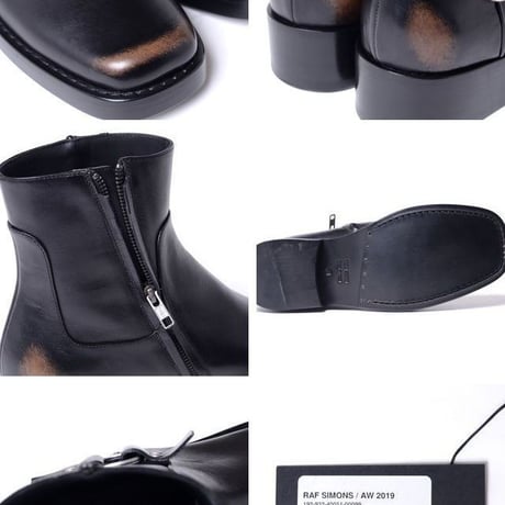 RAF SIMONS ラフシモンズ ハイソールディティールローブーツ チェルシーブーツ カーフスキン ブラック