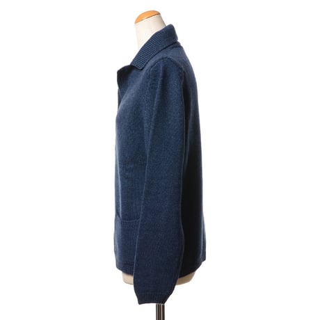 インポートブランド import brand HAWICO Scotland（ホイコ スコットランド）襟付きカーディガン カシミア ネイビー