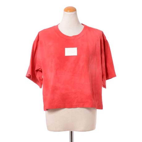 エムエムシックス メゾンマルジェラ MM6 MAISON MARGIELA ロゴラベル入りショート丈タイダイTシャツ コットンジャージー タイダイレッド