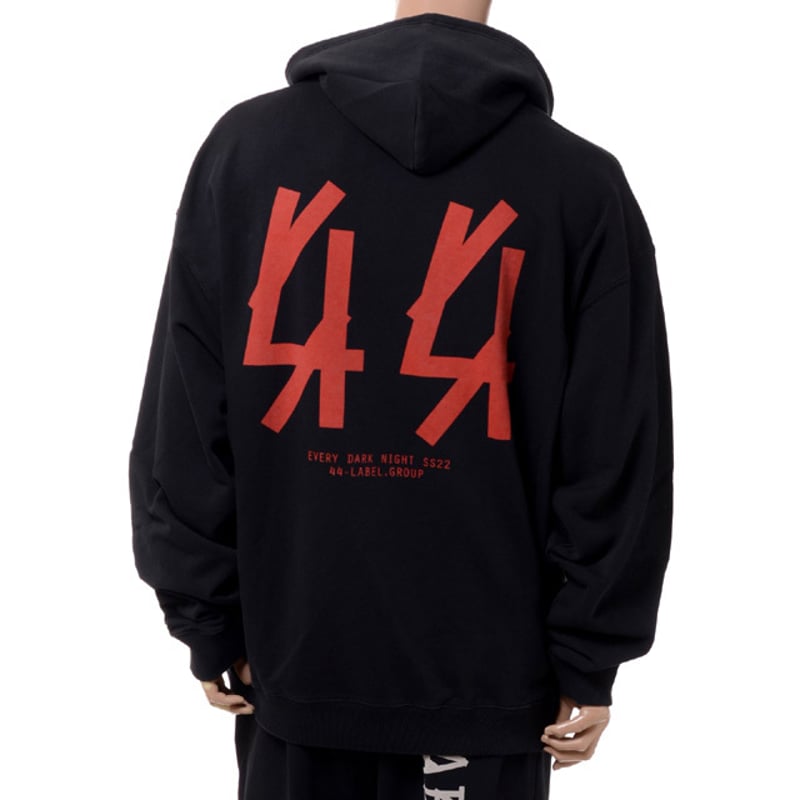 44 Label Group ロゴプリントベーシックフーディ ブラック 44 Label Group ロゴプリントベーシックフーディ ブラック 44