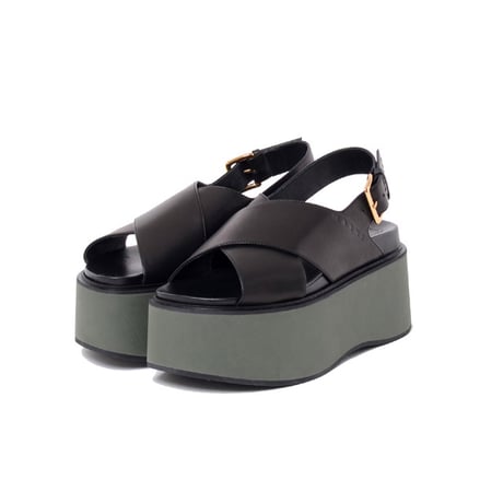 マルニ Marni ウェッジウッドサンダル カーフスキン ブラック