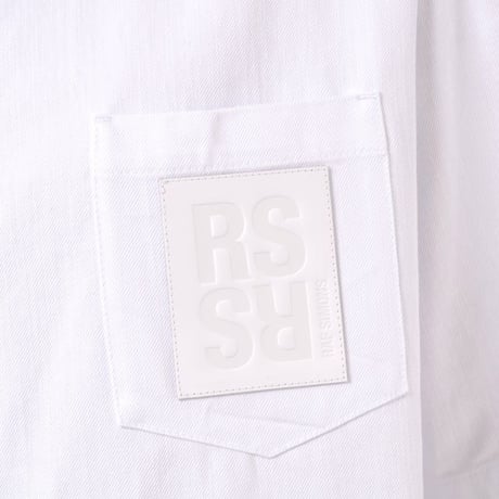 ラフシモンズ RAF SIMONS Oversized short sleeved denim shirt コットン ホワイト