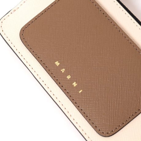 マルニ Marni カードケース付き小銭入れ グレインカーフレザー ホワイトカーキブラウン
