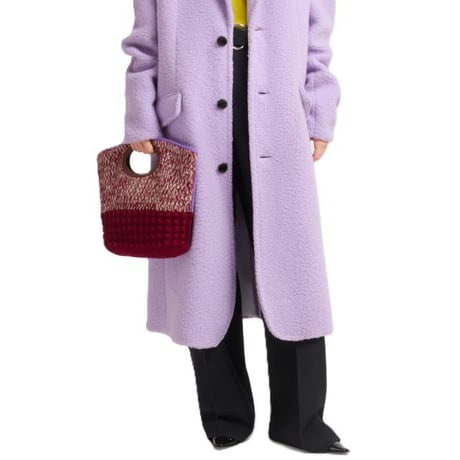 マルニ Marni クロッシェKnottyクラッチバッグ ウールなど レッド 正規取扱