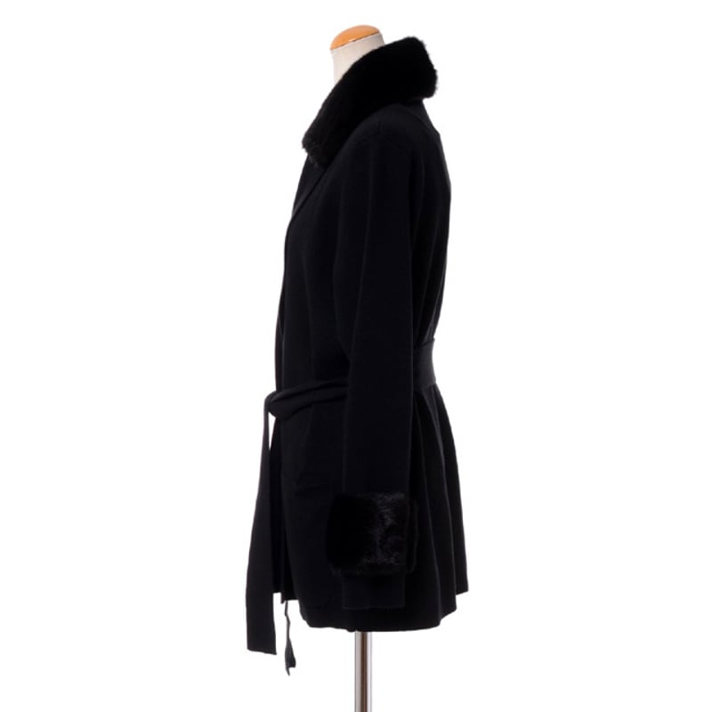 アニオナ AGNONA ミンクファー付きニットジャケット カシミア ブラック