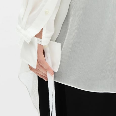 アンドゥムルメステール ann demeulemeester 長袖レースブラウス コットンシルク ホワイト 正規取扱