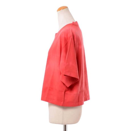 エムエムシックス メゾンマルジェラ MM6 MAISON MARGIELA ロゴラベル入りショート丈タイダイTシャツ コットンジャージー タイダイレッド
