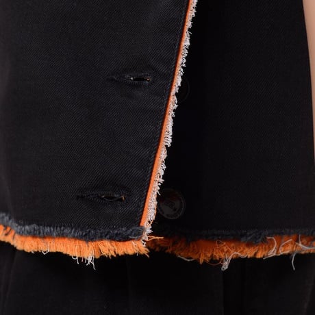 ラフシモンズ RAF SIMONS Doubled denim top washed コットン ブラック