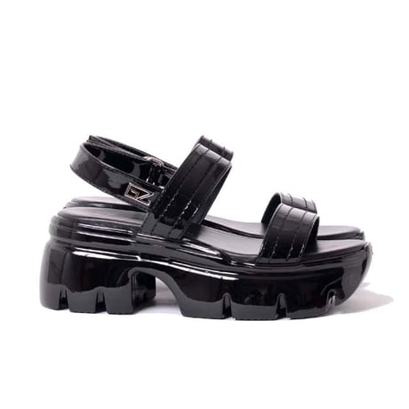 ジュゼッペザノッティ GIUSEPPE ZANOTTI 上げ底サンダル エナメルレザー ブラック