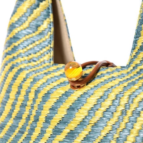 マルニ Marni Trapeze ミニトップハンドルバッグ 波模様のラフィアエフェクト グリーン 正規取扱