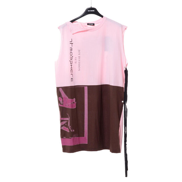 05ssラフシモンズ スリーブレス TシャツTEXAS PIECES 白黒 46 RAF SIMONS (ラフシモンズ) スリーブレスロング丈Tシャツ | YOKOAUNTY