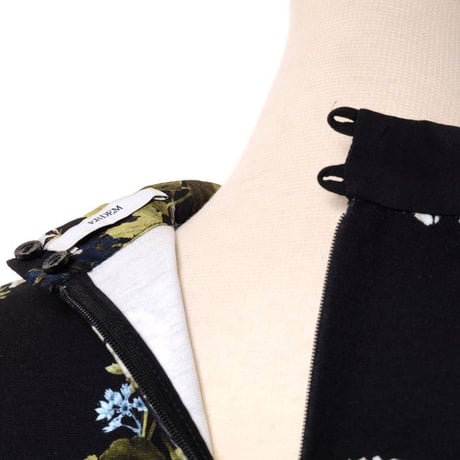 アーデム ERDEM 長袖ワンピース レーヨンジャージー ブラックプリント