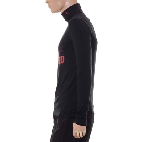 ラフシモンズ RAF SIMONS Turtleneck with Detached print and R embroidery モダールエラスタン ブラック