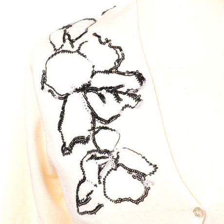 エルマノシェルビーノ ermanno scervino ビジュー付きカーディガン ストレッチ ホワイト