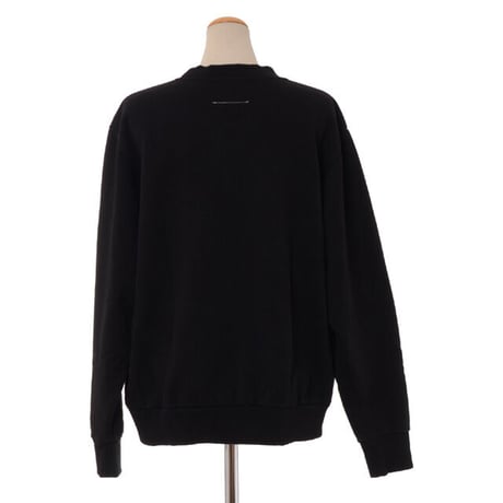 エムエムシックス メゾンマルジェラ MM6 MAISON MARGIELA ロゴ入りトレーナー コットン裏起毛 ブラック