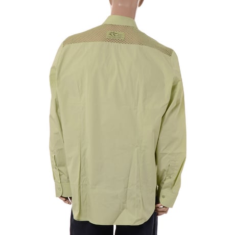 ラフシモンズ RAF SIMONS Classic shirt with net insert シャツ コットン ライトグリーンミント