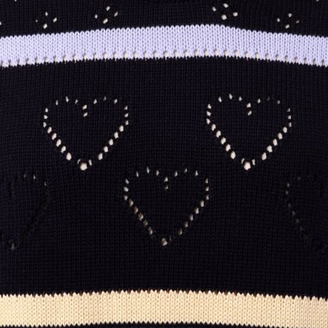 ソニアリキエル SONIA RYKIEL 透かしハート長袖セーター コットン ナイトブルー