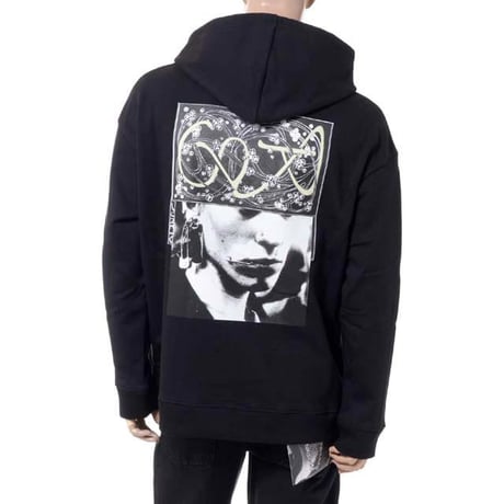 ラフシモンズ RAF SIMONS フーデッドパーカー コットン ブラックイエロー