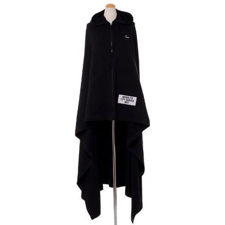 ラフシモンズ RAF SIMONS ミディアムレングスフリースケープ コットン ブラック