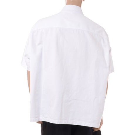 ラフシモンズ RAF SIMONS Oversized short sleeved denim shirt コットン ホワイト